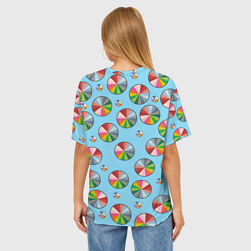 Женская футболка оверсайз Круг спектр паттерн / 3D-принт – фото 4