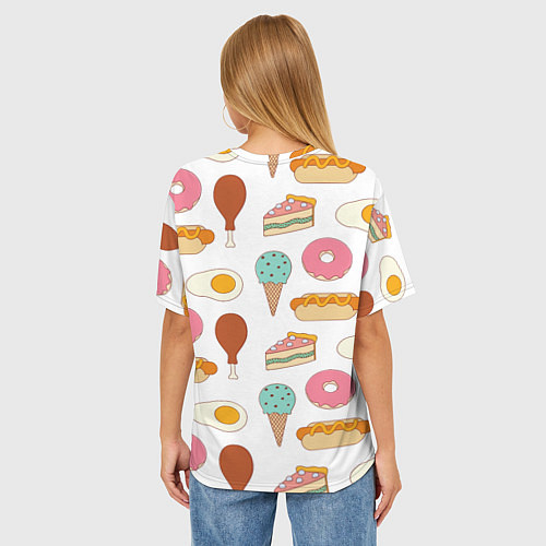 Женская футболка оверсайз Tasty food / 3D-принт – фото 4