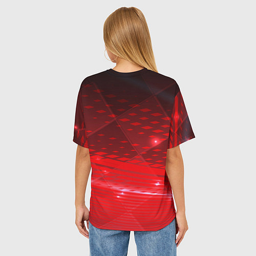 Женская футболка оверсайз Rose Blackpink red / 3D-принт – фото 4