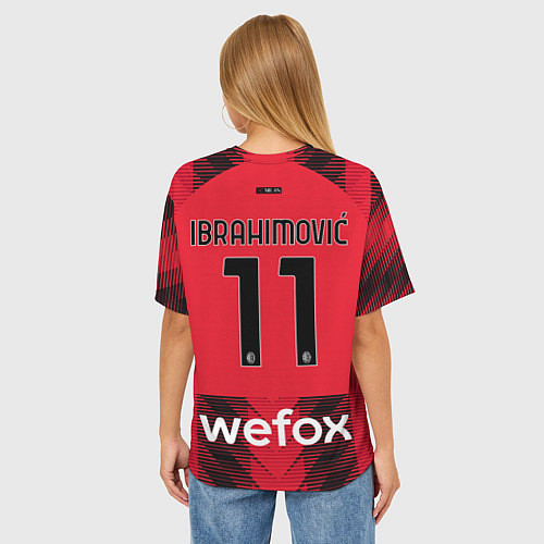 Женская футболка оверсайз Златан Ибрагимович Милан форма 2324 домашняя / 3D-принт – фото 4