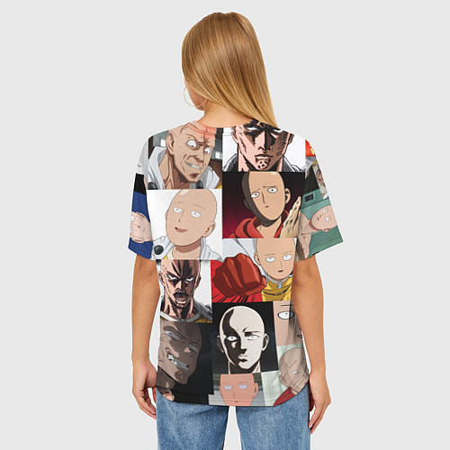 Женская футболка оверсайз Saitama - many faces / 3D-принт – фото 4