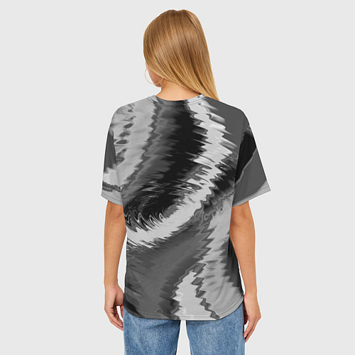 Женская футболка оверсайз Абстрактный узор в серых тонах / 3D-принт – фото 4