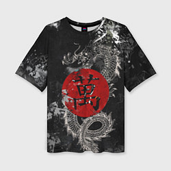 Футболка оверсайз женская Dragon - black grunge, цвет: 3D-принт