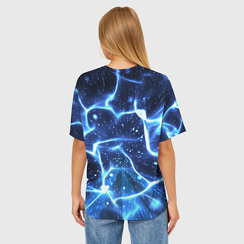 Женская футболка оверсайз Sonic electric waves / 3D-принт – фото 4