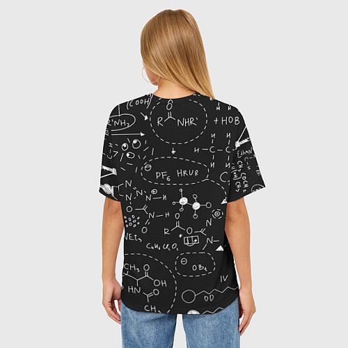Женская футболка оверсайз Химические формулы на чёрном / 3D-принт – фото 4