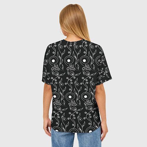 Женская футболка оверсайз Black style pattern / 3D-принт – фото 4
