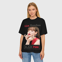 Футболка оверсайз женская Blackpink Lisa paints lips, цвет: 3D-принт — фото 2