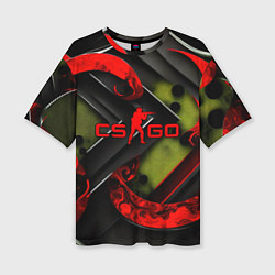 Женская футболка оверсайз CS GO abstract green red