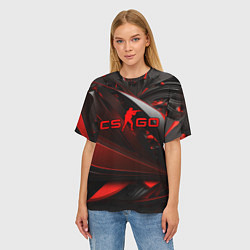 Футболка оверсайз женская CS GO red and black, цвет: 3D-принт — фото 2