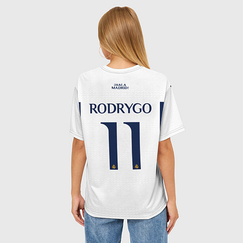 Женская футболка оверсайз Родриго Реал Мадрид форма 2324 домашняя / 3D-принт – фото 4