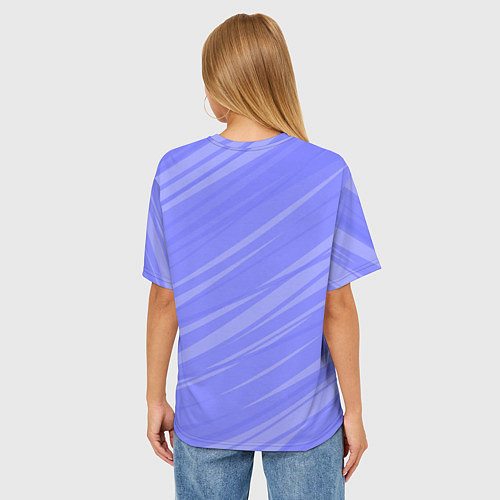 Женская футболка оверсайз Диагональные полосы сиреневый / 3D-принт – фото 4