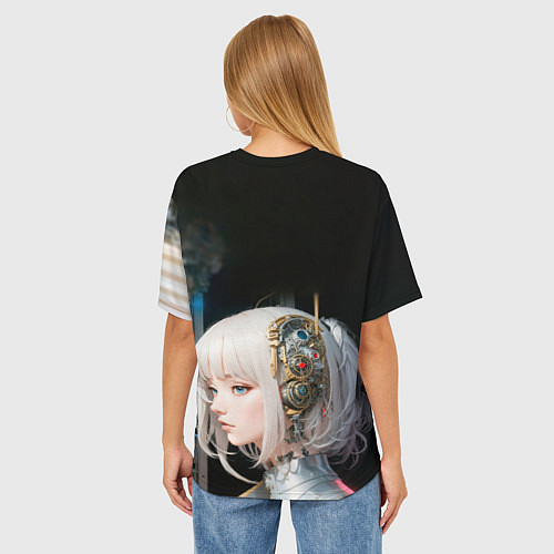 Женская футболка оверсайз Девушка андроид / 3D-принт – фото 4