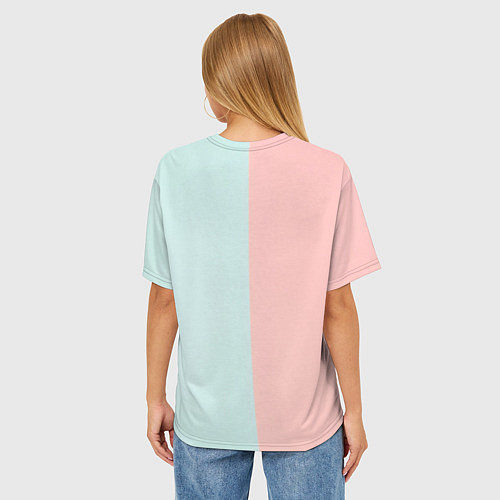 Женская футболка оверсайз Наушники в пастельных тонах / 3D-принт – фото 4