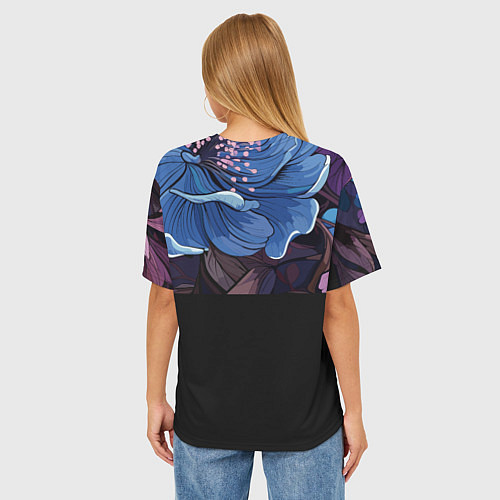 Женская футболка оверсайз Паттерн из пионов / 3D-принт – фото 4