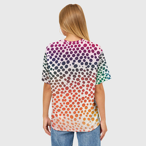 Женская футболка оверсайз Радужные градиентные круги / 3D-принт – фото 4