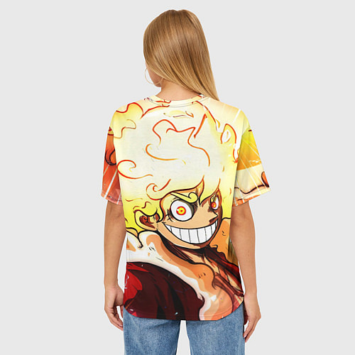 Женская футболка оверсайз Луффи 5 гир бог Ника - One Piece / 3D-принт – фото 4