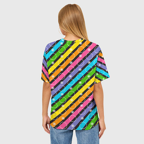 Женская футболка оверсайз Затонувший сундук Грифф цветные полосы / 3D-принт – фото 4