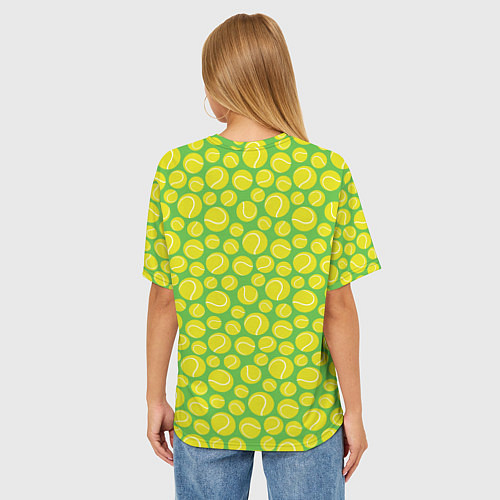 Женская футболка оверсайз Мячики для большого тенниса / 3D-принт – фото 4
