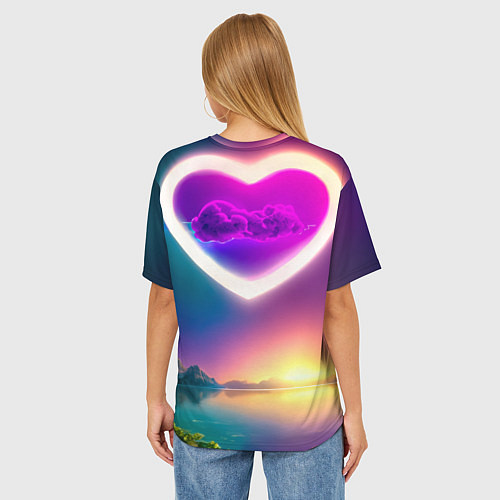 Женская футболка оверсайз Девушка на гористом берегу фьорда / 3D-принт – фото 4