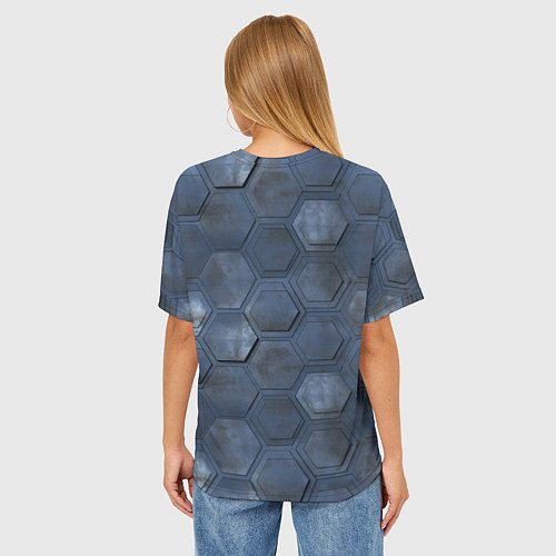 Женская футболка оверсайз Металлические плиты / 3D-принт – фото 4