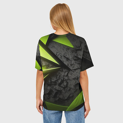 Женская футболка оверсайз CS GO green black abstract / 3D-принт – фото 4