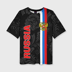 Футболка оверсайз женская Russia black style, цвет: 3D-принт