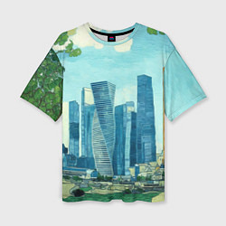 Женская футболка оверсайз Москва-сити Ван Гог