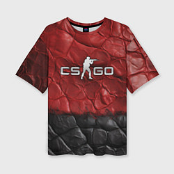 Футболка оверсайз женская CS GO red black texture, цвет: 3D-принт