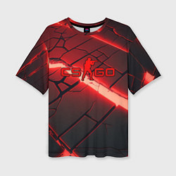 Женская футболка оверсайз CS GO red neon