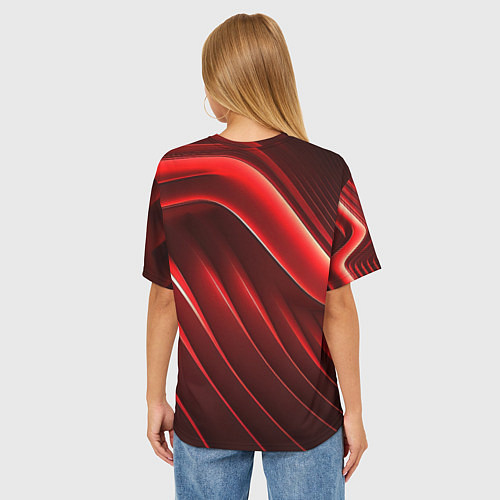 Женская футболка оверсайз CS GO red abstract / 3D-принт – фото 4