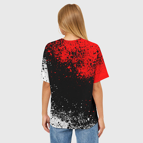 Женская футболка оверсайз Ауди - красный и белый / 3D-принт – фото 4