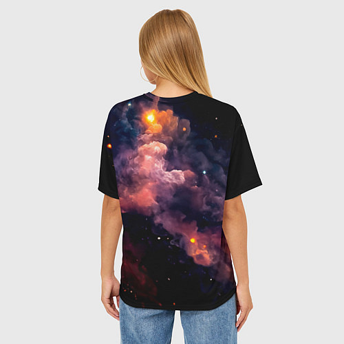 Женская футболка оверсайз Космический звездный медведь / 3D-принт – фото 4