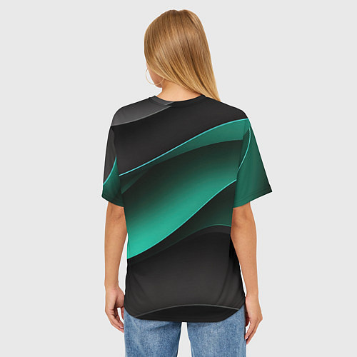 Женская футболка оверсайз Абстрактная зеленая текстура / 3D-принт – фото 4