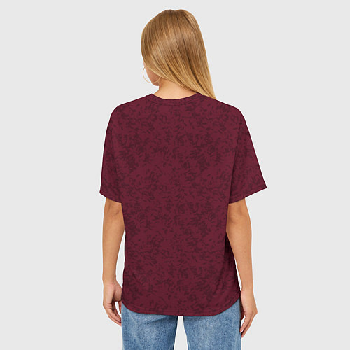 Женская футболка оверсайз Текстура тёмно-красный / 3D-принт – фото 4