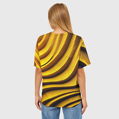 Женская футболка оверсайз Желтые абстрактные полосы / 3D-принт – фото 4