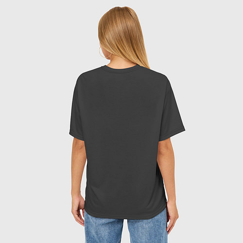 Женская футболка оверсайз Девушка стилизация тёмно-серый / 3D-принт – фото 4