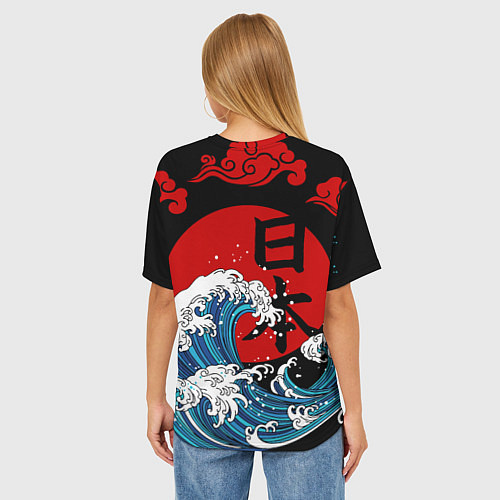 Женская футболка оверсайз Japan sea / 3D-принт – фото 4