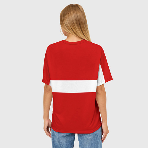 Женская футболка оверсайз Russia - красно-белый / 3D-принт – фото 4
