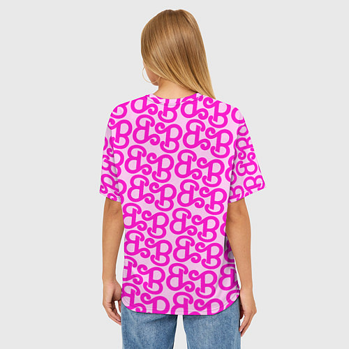 Женская футболка оверсайз Логотип Барби - буква B / 3D-принт – фото 4