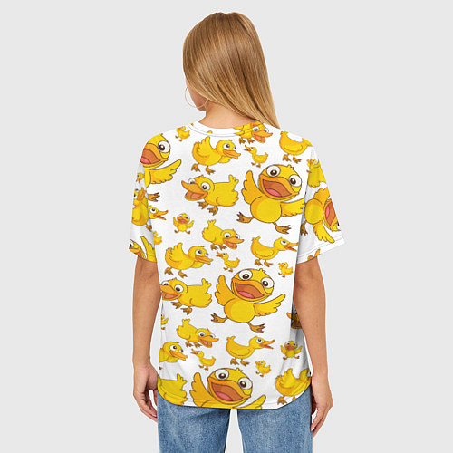 Женская футболка оверсайз Yellow ducklings / 3D-принт – фото 4