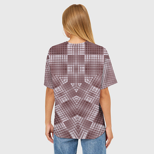Женская футболка оверсайз В коричневых тонах геометрический узор / 3D-принт – фото 4