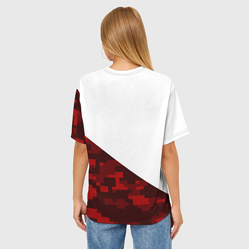 Женская футболка оверсайз Omoda red white / 3D-принт – фото 4