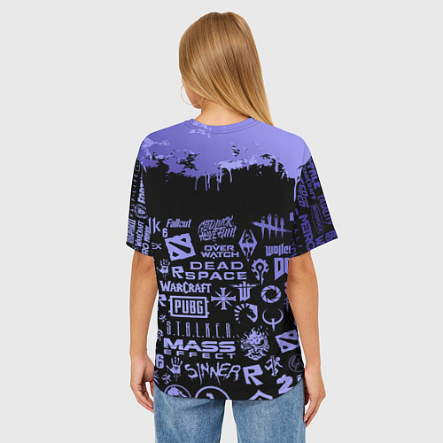 Женская футболка оверсайз Games pattern / 3D-принт – фото 4