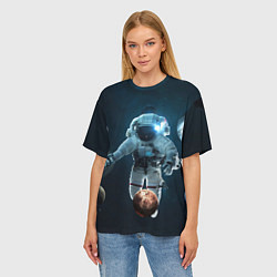Футболка оверсайз женская Космонавт планеты, цвет: 3D-принт — фото 2