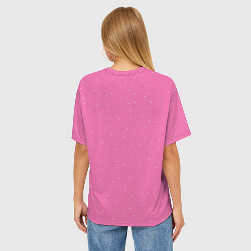 Женская футболка оверсайз Нежный розовый кружочки / 3D-принт – фото 4
