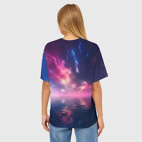 Женская футболка оверсайз Space and islands / 3D-принт – фото 4