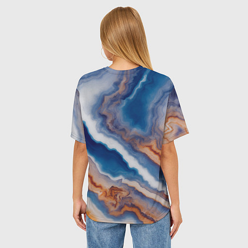 Женская футболка оверсайз Волнистая разноцветная яшма / 3D-принт – фото 4
