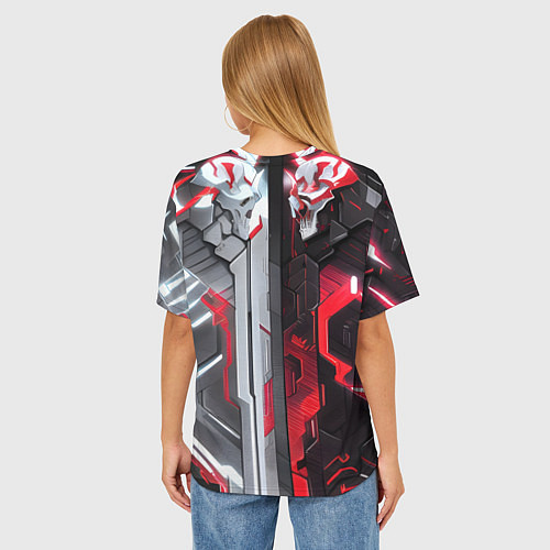 Женская футболка оверсайз Две киберпанк панели / 3D-принт – фото 4