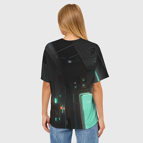 Женская футболка оверсайз Красивая девушка киберпанк / 3D-принт – фото 4