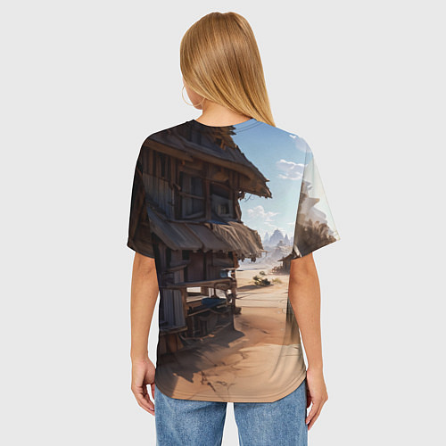 Женская футболка оверсайз Девушка в стиле киберпанк / 3D-принт – фото 4